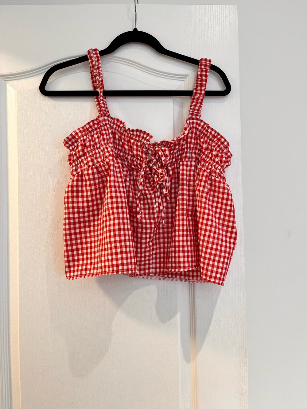 Red Gingham Crop Tank Top